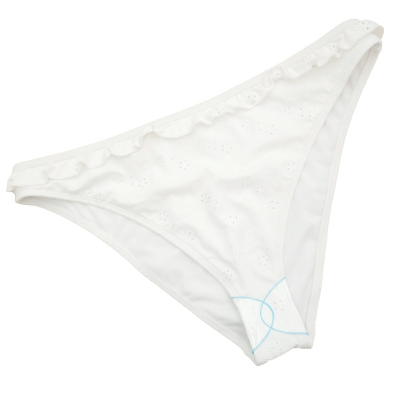 ASOS Swim broderie embroidered white eyelet ruffle hipster bikini bottoms 12 NEW - Picture 1 of 7